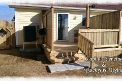 Deck with 2 privacy sections and a close-line post